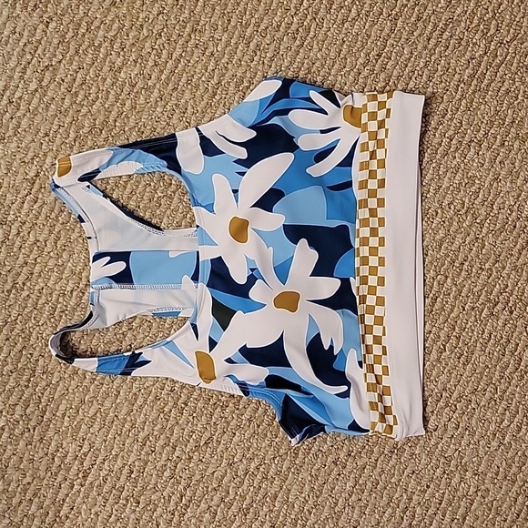 Walk on Beach Blue Floral Swimsuit Bikini Size Medium - Picture 3 of 7